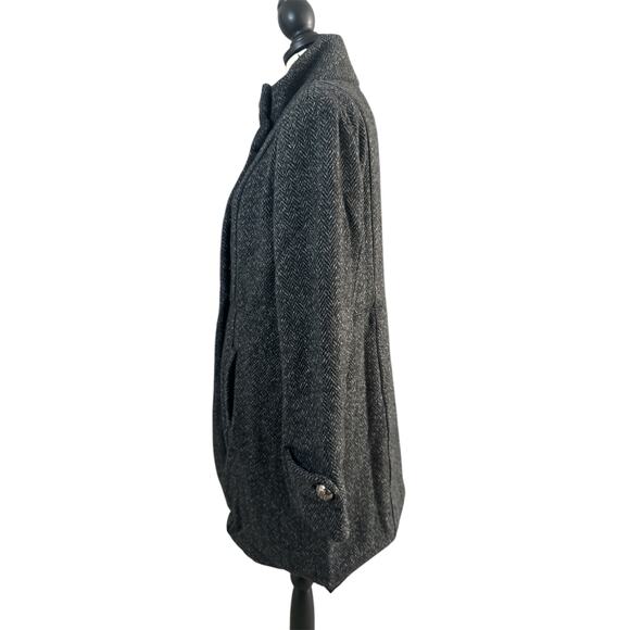 Vince Camuto Tweed Wool Gray/Black Peacoat Women's L Double-Breasted Outerwear - Picture 5 of 13